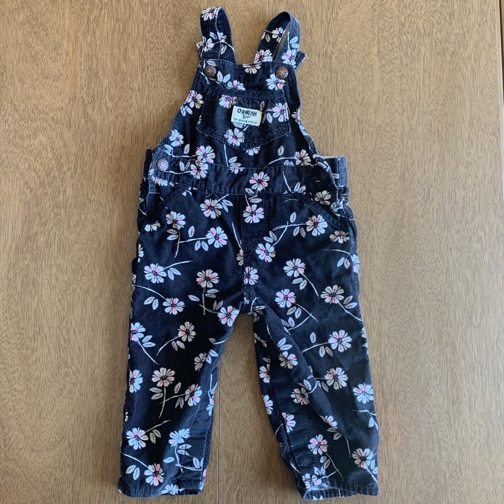 OshKosh Floral Cord Vestbak Overall 12m
